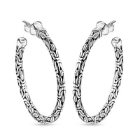 Bali Legacy Borobudur Hoop Earrings in Sterling Silver 9.65 Grams