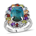 Table Mountain Shadowkite and Multi Gemstone 9.35 ctw Daisy Flower Ring in Platinum Over Sterling Silver - Sticky add to cart bar