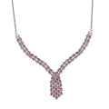 J Francis Embellished with Fancy Pink Zirconia by Swarovski 6.25 ctw Waterfall Necklace in Rhodium Over Sterling Silver 18 Inches - Sticky add to cart bar