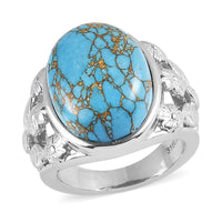 Mojave Blue Turquoise Solitaire Ring in Stainless Steel (Size 10.0) 9.40 ctw