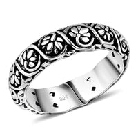 Bali Legacy Flower Band Ring in Sterling Silver 6.15 Grams