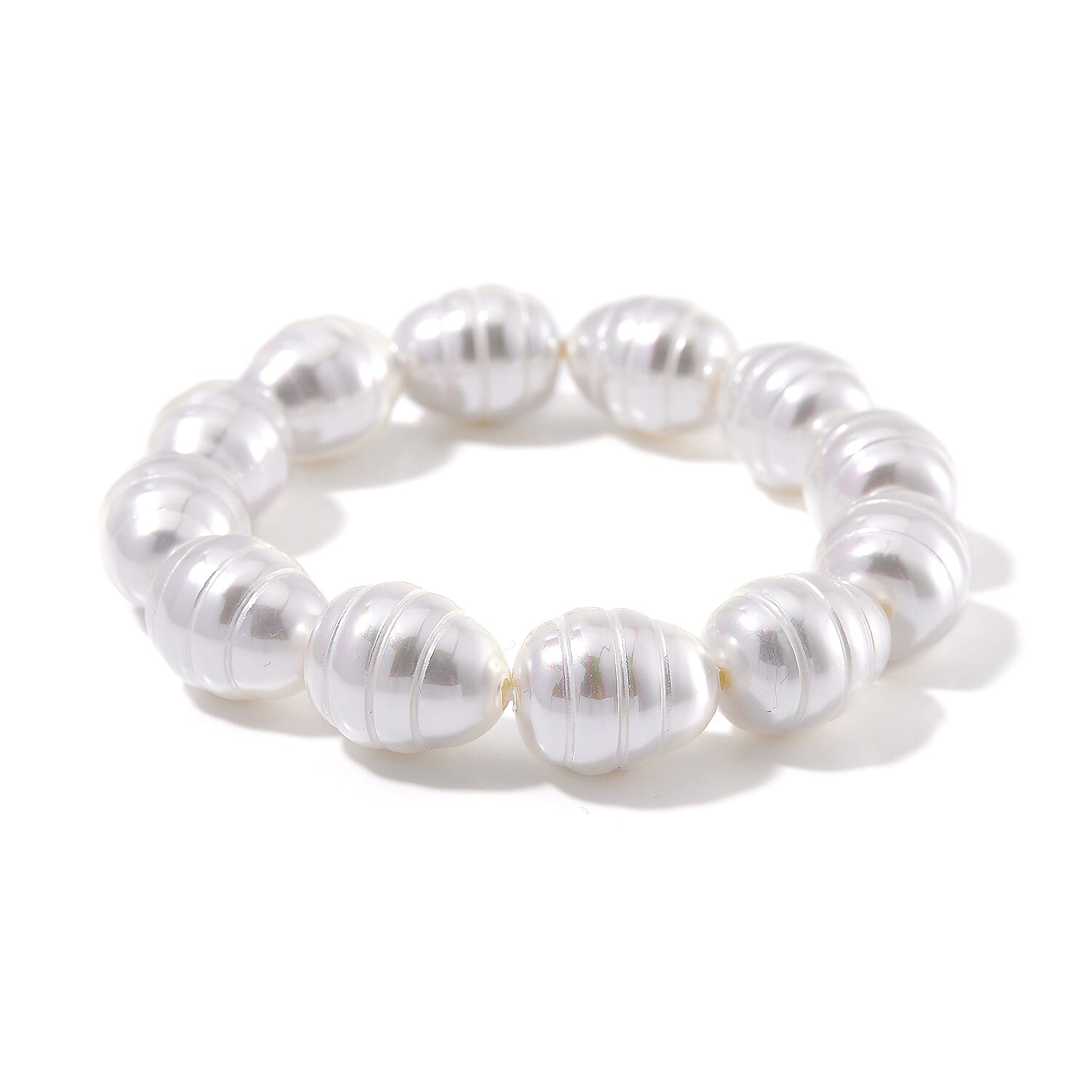 White Shell Pearl Stretch Bracelet