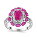 Doorbuster Royal Ruby, White Zircon Ring in Rhodium Over Sterling Silver (Size 7.0) 3.40 ctw - Sticky add to cart bar