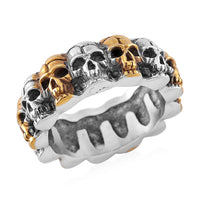Skull Eternity Ring in ION Plated YG and Stainless Steel (Size 10.0)
