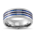 Lab Created Opal, Lapis Lazuli Ring in Natural Tungsten Carbide (Size 10.0) 0.70 ctw - Sticky add to cart bar
