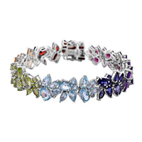 Multi Gemstone Bracelet in Rhodium Over Sterling Silver (6.50 In) 32.20 ctw