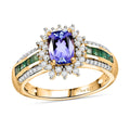 Tanzanite, Multi Gemstone Ring in 18K Vermeil YG Over Sterling Silver (Size 7.0) 1.90 ctw - Sticky add to cart bar