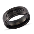 Simulated Black Diamond Ring in Natural Tungsten Carbide (Size 10.0) 0.20 ctw - Sticky add to cart bar