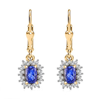 TLV Tanzanite, White Zircon Lever Back Earrings in 18K Vermeil YG Over Sterling Silver 1.50 ctw