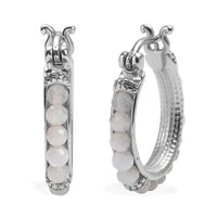 Rainbow Moonstone 4.50 ctw Hoop Earrings in Stainless Steel