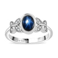 Blue Star Sapphire (DF), White Zircon Ring in Rhodium Over Sterling Silver (Size 10.0) 1.50 ctw - Sticky add to cart bar