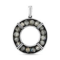 Malagasy Labradorite Circle Pendant in Stainless Steel 7.10 ctw