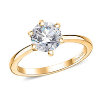 Moissanite (Rnd 6.5m) Solitaire Ring in 18K Vermeil YG Over Sterling Silver (Size 10.0) 1.00 ctw