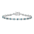 Premium Betroka Blue Apatite, Moissanite Bracelet in Rhodium Over Sterling Silver (6.50 In) 5.00 ctw - Sticky add to cart bar