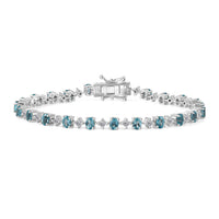 Premium Betroka Blue Apatite, Moissanite Bracelet in Rhodium Over Sterling Silver (6.50 In) 5.00 ctw