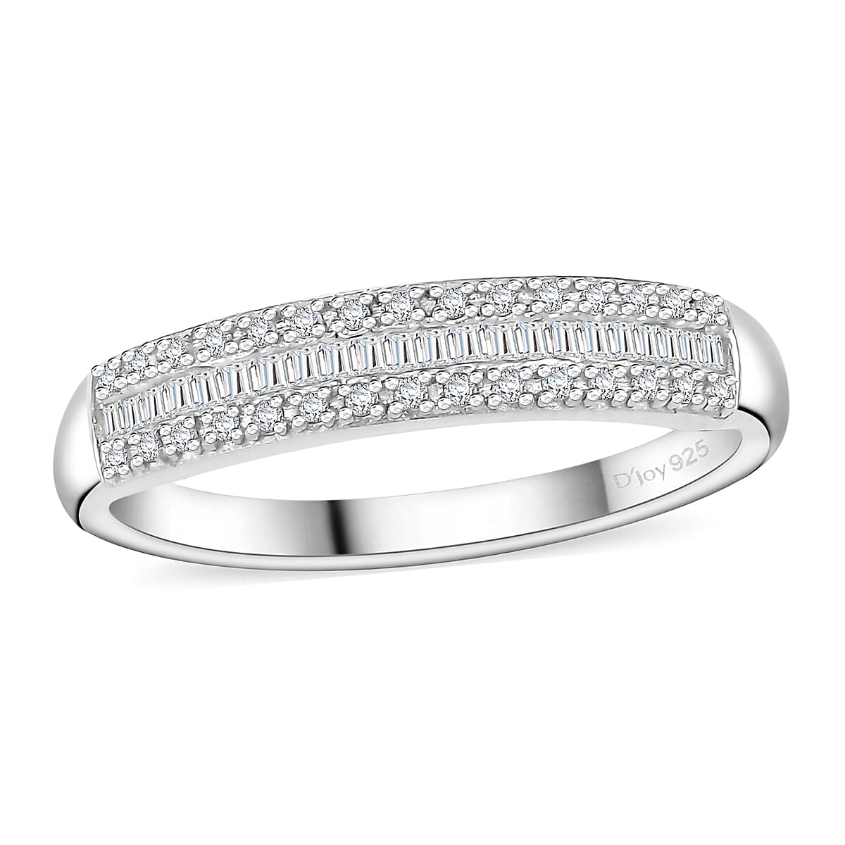 Diamond Band Ring in Rhodium Over Sterling Silver (Size 10.0) 0.20 ctw