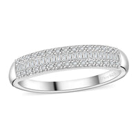 Diamond Band Ring in Rhodium Over Sterling Silver (Size 10.0) 0.20 ctw
