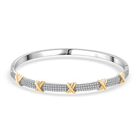 Doorbuster Simulated Diamond Bangle Bracelet in Dualtone (7.50 In) 10.00 ctw