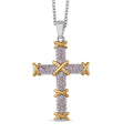 Doorbuster Simulated Diamond Cross Necklace (20-22 Inches) in Dualtone 3.50 ctw - Sticky add to cart bar