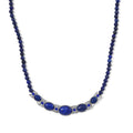 TLV Lapis Lazuli, Blue Austrian Crystal Beaded Necklace (20 Inches) in Silvertone 150.00 ctw - Sticky add to cart bar