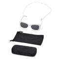 UV400 Polarized Sunglass with Chain and Storage Bag- Silver - Sticky add to cart bar
