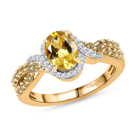 Brazilian Heliodor, Multi Gemstone Ring in 18K Vermeil YG Over Sterling Silver (Size 10.0) 1.65 ctw