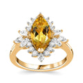 Premium Brazilian Heliodor, Moissanite Sunflower Ring in 18K Vermeil YG Over Sterling Silver (Size 10.0) 2.60 ctw - Sticky add to cart bar