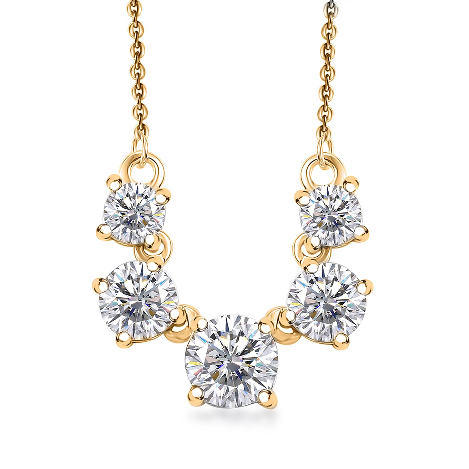Moissanite Necklace (18 Inches) in 18K Vermeil YG Over Sterling Silver 2.15 ctw