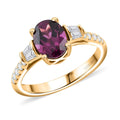 Certified & Appraised Luxoro AAA Radiant Ember Garnet and G-H I2 Diamond 1.75 ctw Ring in 10K Yellow Gold - Sticky add to cart bar