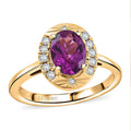Luxoro 10K Yellow Gold AAA Radiant Ember Garnet, Diamond (G-H, I2) (0.18 cts) Ring (Size 10.0) 1.60 ctw - Sticky add to cart bar