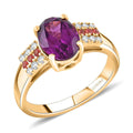 Certified & Appraised Luxoro AAA Radiant Ember Garnet, Padparadscha Sapphire and G-H I2 Diamond 2.60 ctw Ring in 10K Yellow Gold 4.15 Grams - Sticky add to cart bar