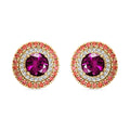 Luxoro AAA Radiant Ember Garnet, Padparadscha Sapphire and G-H I2 Diamond 3.60 ctw Earrings in 10K Yellow Gold - Sticky add to cart bar