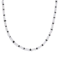 Rainbow Moonstone and Black Diamond 38.00 ctw Necklace 18 Inches in Vermeil Yellow Gold Over Sterling Silver