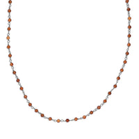 Ratnapura Hessonite Garnet Beaded 15.00 ctw Necklace 20 Inches in Platinum Over Sterling Silver