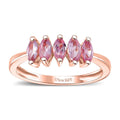 Narsipatnam Pink Spinel 5 Stone Ring in 18K Vermeil RG Over Sterling Silver (Size 8.0) 0.75 Carat Total Weight - Sticky add to cart bar