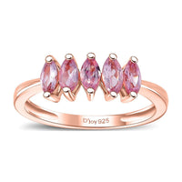 Narsipatnam Pink Spinel 5 Stone Ring in 18K Vermeil RG Over Sterling Silver (Size 8.0) 0.75 Carat Total Weight