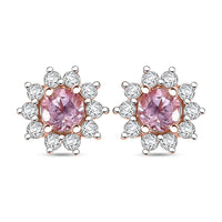 D'Joy Narsipatnam Pink Spinel and Moissanite 1.00 ctw Sunburst Stud Earrings in 18K Vermeil Rose Gold Over Sterling Silver