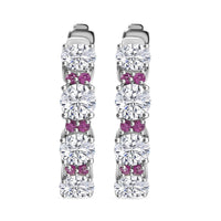 TLV Moissanite (Rnd 5mm), Madagascar Blue Sapphire Hoop Earrings in Rhodium Over Sterling Silver 5.75 ctw