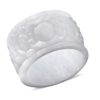 White Jade Dragon Carved Ring 32.00 ctw