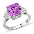 Certified & Appraised Rhapsody AAAA Asscher Cut Patroke Kunzite and E-F VS Diamond 5.00 ctw Ring in 950 Platinum (Size 10.0) 6.30 Grams - Sticky add to cart bar