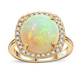 Certified & Appraised Luxoro AAA Ethiopian Welo Opal and G-H I2 Diamond 4.85 ctw Ring in 10K Yellow Gold (Size 10.0) 4 Grams - Sticky add to cart bar