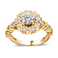Moissanite Ring in Rhodium Over Sterling Silver (Size 10.0) 1.90 ctw