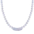 Natural Jade 400.00 ctw Beaded Necklace with Carved Bar in Rhodium Over Sterling Silver 20 Inches - Sticky add to cart bar