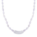 Natural Jade 400.00 ctw Barrel and Beaded Necklace with Carved Bar in Rhodium Over Sterling Silver 20 Inches - Sticky add to cart bar