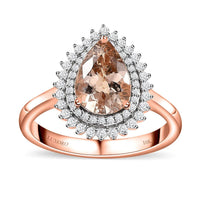 Luxoro AAA Marropino Morganite and G-H I3 Diamond 2.00 ctw Ring in 10K Rose Gold
