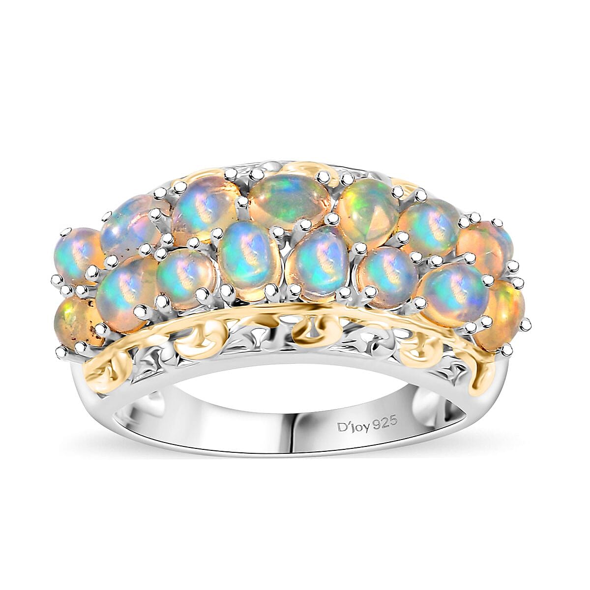 Doorbuster Ethiopian Welo Opal Ring in 18K Vermeil YG and Rhodium Over Sterling Silver (Size 7.0) 1.50 ctw