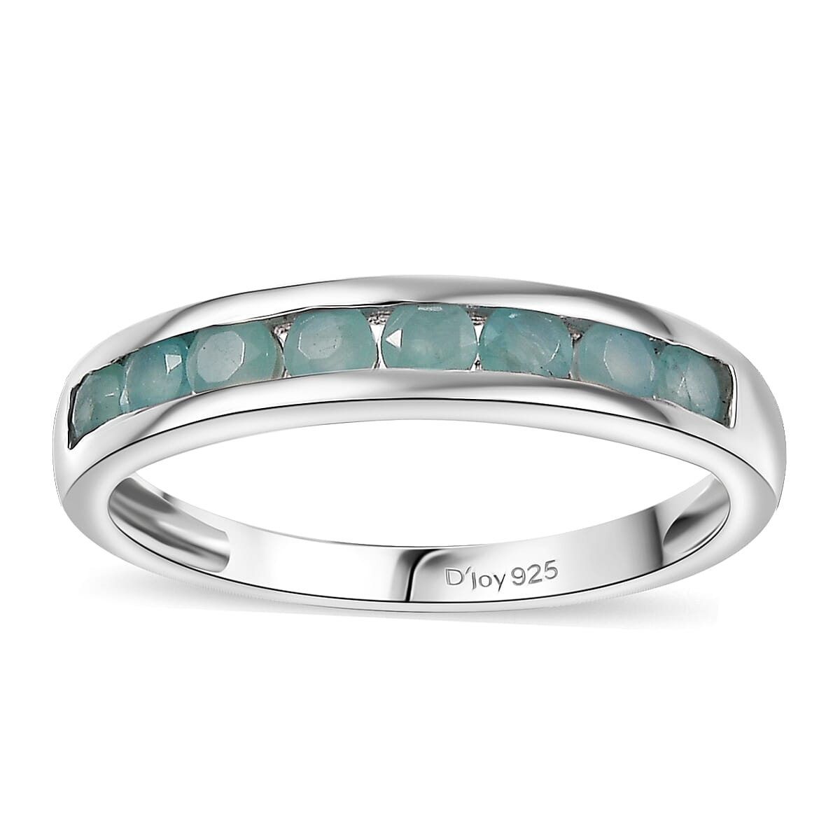 Grandidierite Band Ring in Rhodium Over Sterling Silver (Size 10.0) 0.60 ctw