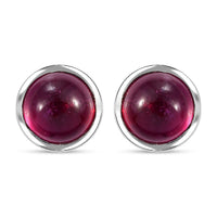 Niassa Ruby (FF) 3.20 ctw Solitaire Stud Earrings in Rhodium Over Sterling Silver