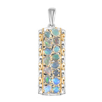 Ethiopian Welo Opal 1.50 ctw Aurora Cascade Pendant without Chain in 18K Vermeil YG and Rhodium Over Sterling Silver