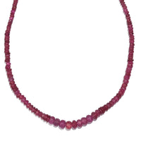 Niassa Ruby (FF) Beaded 66.00 ctw Necklace 18 Inches in Rhodium Over Sterling Silver